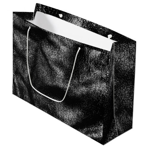 Silver and black leather texture large gift bag