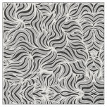 Silver and Black Leaves Fabric