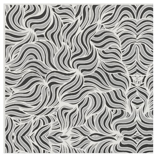 Silver and Black Leaves Fabric