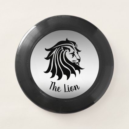 Silver and Black Lion in Silhouette Frisbee