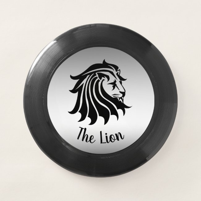Silver and Black Lion in Silhouette Frisbee