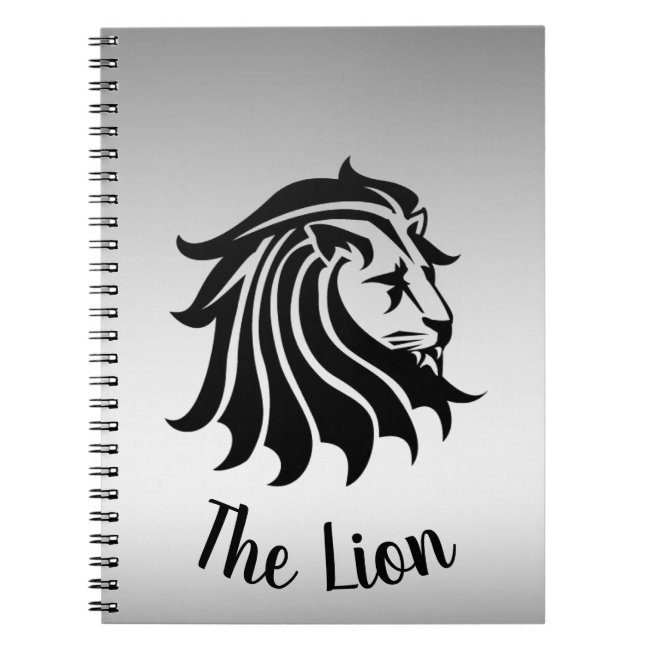 Silver and Black Lion Silhouette Notebook