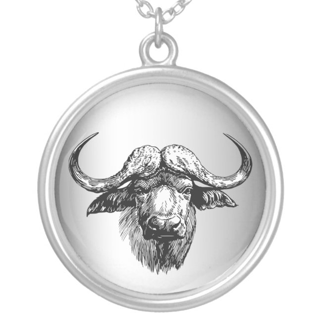 Silver and Black Metallic Ox Necklace