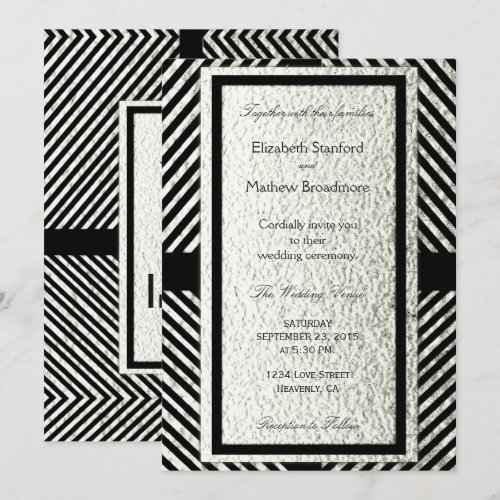 Silver and Black Modern Chevron Wedding Invitation 5" X 7" Invitation Card