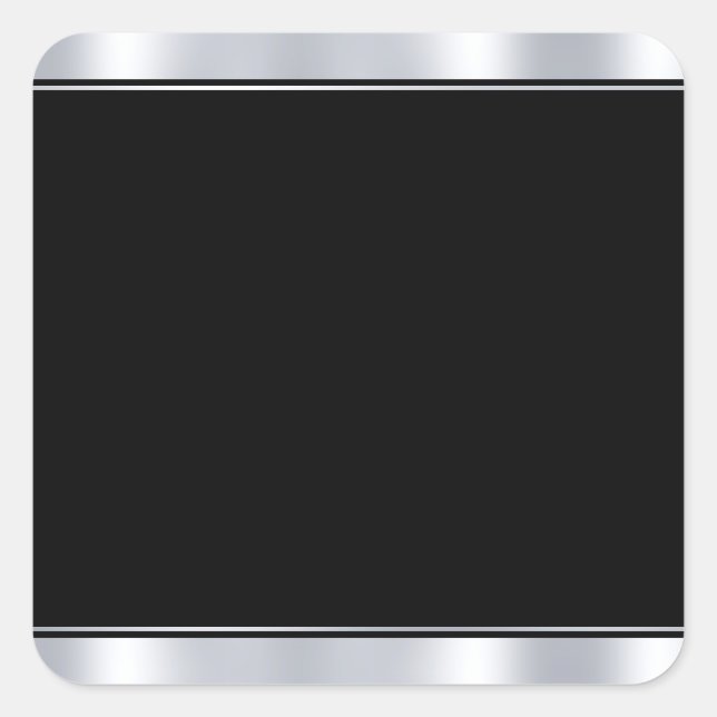 Silver And Black Modern Elegant Blank Template Square Sticker (Front)