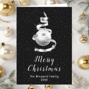 Silver and Black Ornament Merry Christmas Holiday Card