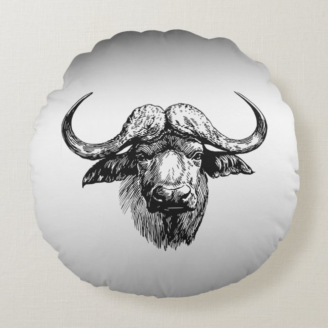 Silver and Black Ox Round Pillow