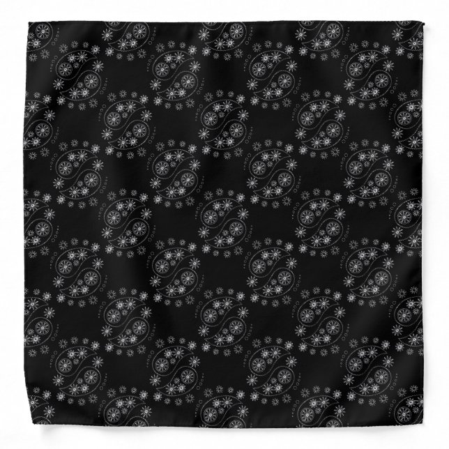 Silver and Black Paisley Design Bandana (Front)