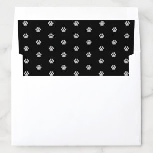 Silver and Black Paw Print Pattern Envelope Liner