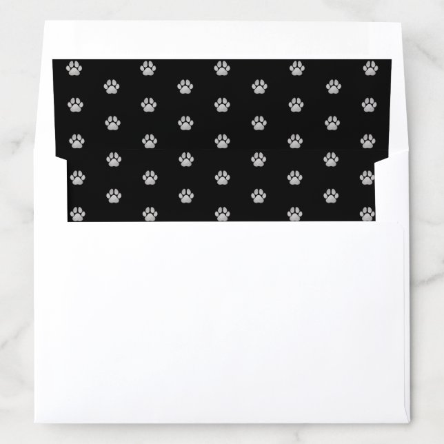 Silver and Black Paw Print Pattern Envelope Liner (In Envelope)