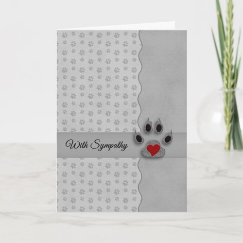 Silver and Black Paw Prints Dog Pet Sympathy Card