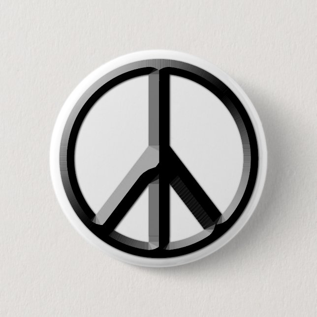 Silver and Black Peace Sign Button (Front)