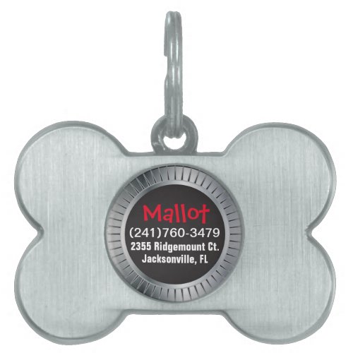 Silver and Black Pet ID Tag