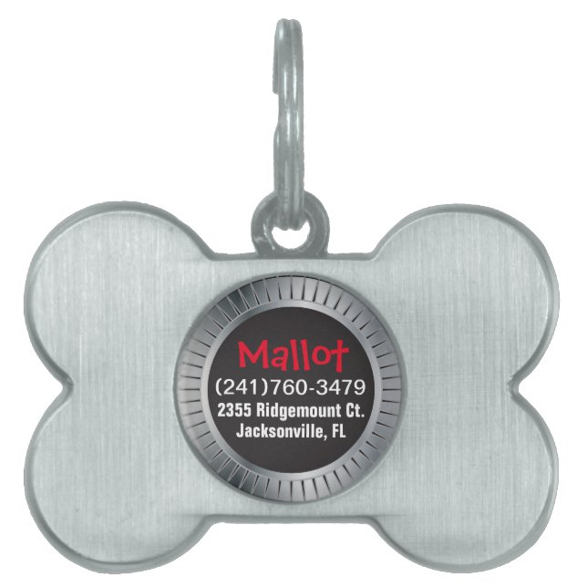 Silver and Black Pet ID Tag (Front)