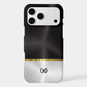 Silver and black polished metallic texture iPhone 17 pro max case