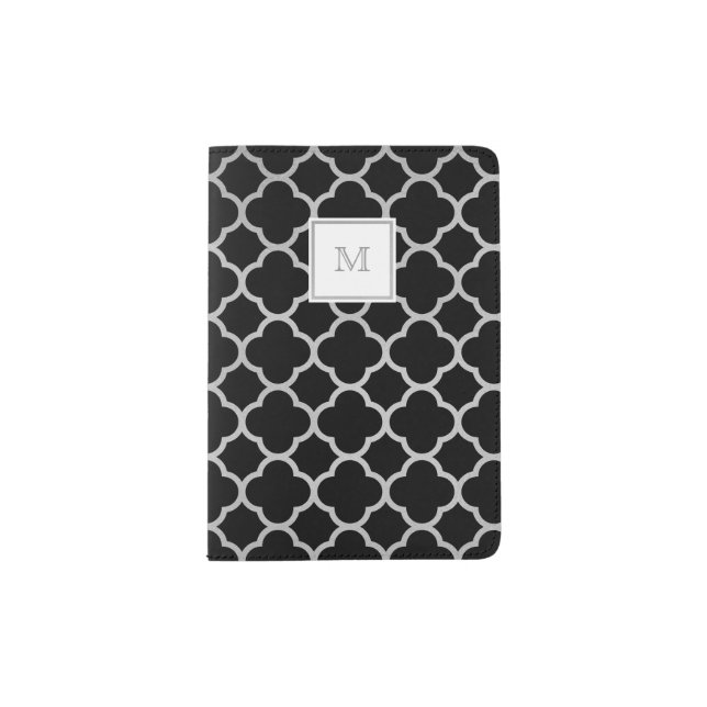 Silver and black quatrefoil Passport Holder (Front)