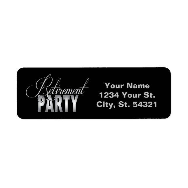 Silver and Black Retirement Address Labels (Front)