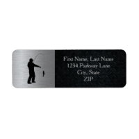 Silver and Black Rugged Fishing Address Labels