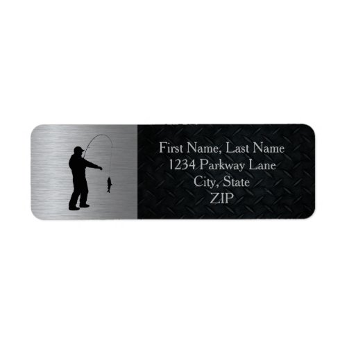 Silver and Black Rugged Fishing Address Labels