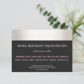 Silver and Black Salon and Spa Customer Coupon (Standing Front)
