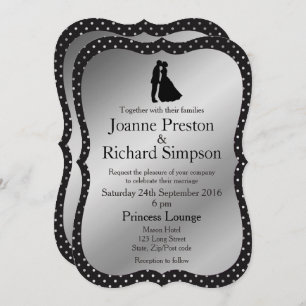 Silver and Black Simple Elegant Typography Wedding Invitation