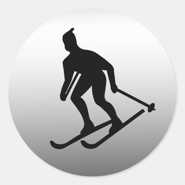 Silver and Black Skiing Sports Sticker