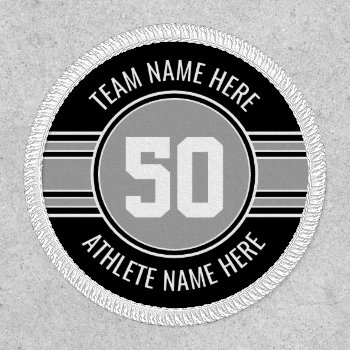 Silver And Black Sports Jersey Custom Name Number Patch by MyRazzleDazzle at Zazzle