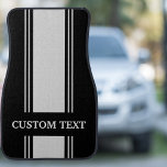 Silver And Black Stripe Custom Personalized Name C Car Floor Mat at Zazzle
