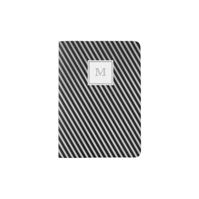 Silver and black striped Passport Holder (Front)