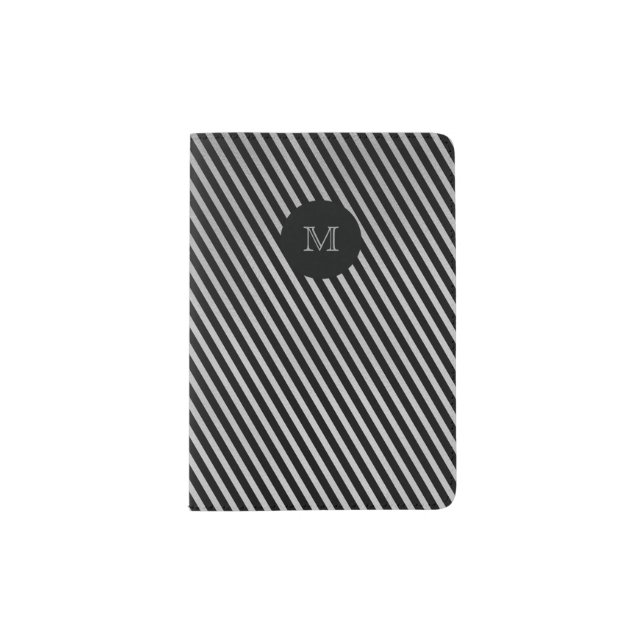 Silver and black striped Passport Holder (Front)