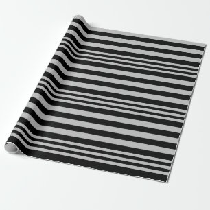 Silver and Black Stripes X 3 Wrapping Paper