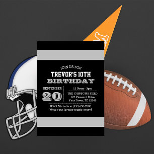 Silver and Black Team Birthday Invitation