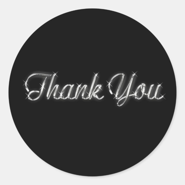 Silver and Black Thank You Sticker (Front)