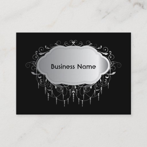 Customizable Silver and Black Vintage Business Card