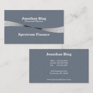 Silver and Black Wave Business Finance Law  Business Card