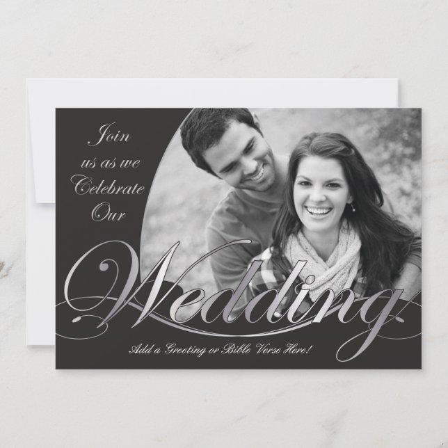 Silver and Black Wedding Invitations (Front)
