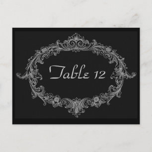 Silver and Black Wedding Reception Table Number