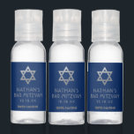Silver and Blue Bar Mitzvah Custom Bottles of Hand Sanitizer<br><div class="desc">Elegant modern blue and faux silver and gray bar mitzvah hand sanitizer favor bottles with custom name,  date and Star of David.</div>