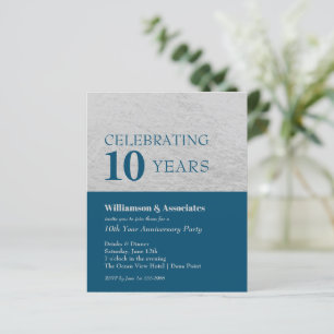 Silver and Blue Business Anniversary Invitations
