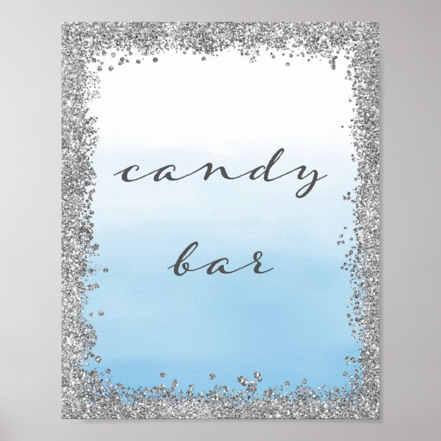 Silver and Blue Candy Bar Wedding Poster Print (Front)