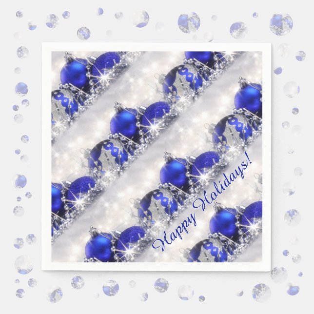 Silver And Blue Christmas Paper Napkins (Creator Uploaded)