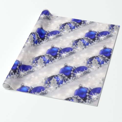 Silver And Blue Christmas Wrapping Paper