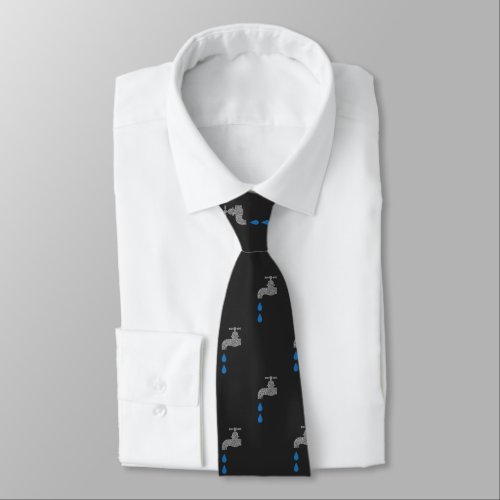 Silver and Blue Dripping Faucet Tap Plumbers Tie