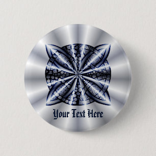Silver and Blue Metallic Celtic Knot Original Art Button