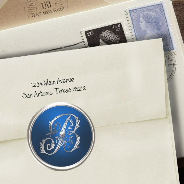 Silver and Blue Monogram B Envelope Seal (Creator Uploaded)