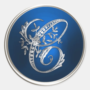 Silver and Blue Monogram C Envelope Seal