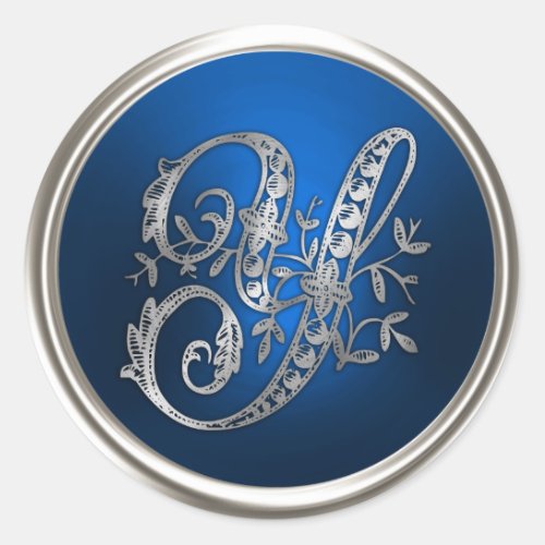 Silver and Blue Monogram Y Envelope Seal