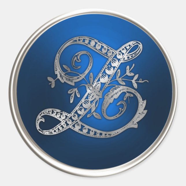 Silver and Blue Monogram Z Envelope Seal (Front)