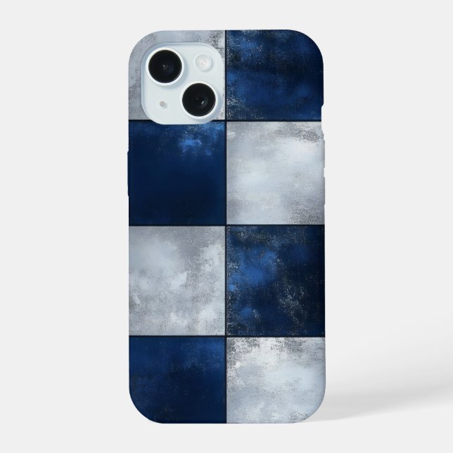 Silver and Blue Pattern Iphone Case (Back)