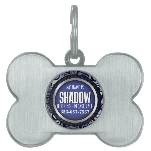 Silver and Blue | Personalize Pet ID Tag (Front)